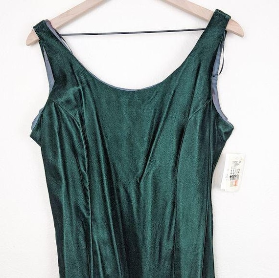 Jessica McClintock Green Velvet Sleeveless Dress - image 3