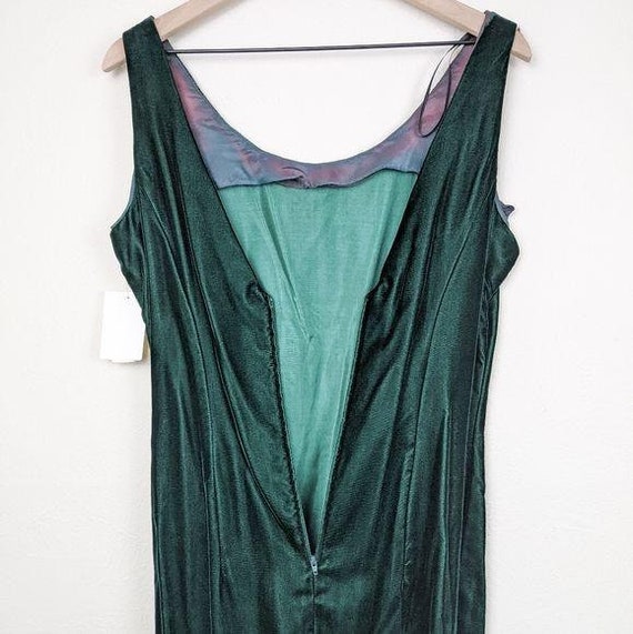 Jessica McClintock Green Velvet Sleeveless Dress - image 8