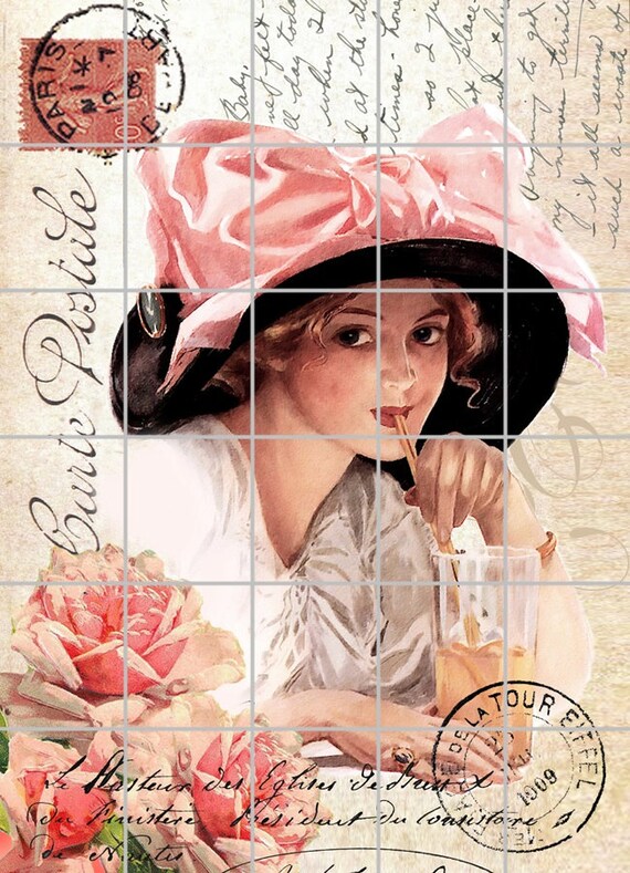 Fabric Block Vintage French Lady Rose Quilting Sewing Accessories Craft Supplies Quilt Block