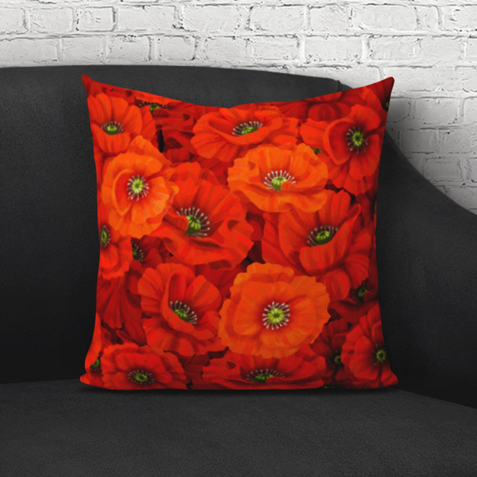 Poppy Floral Throw Pillow Cover Throw Pillow Cover Poppy Etsy