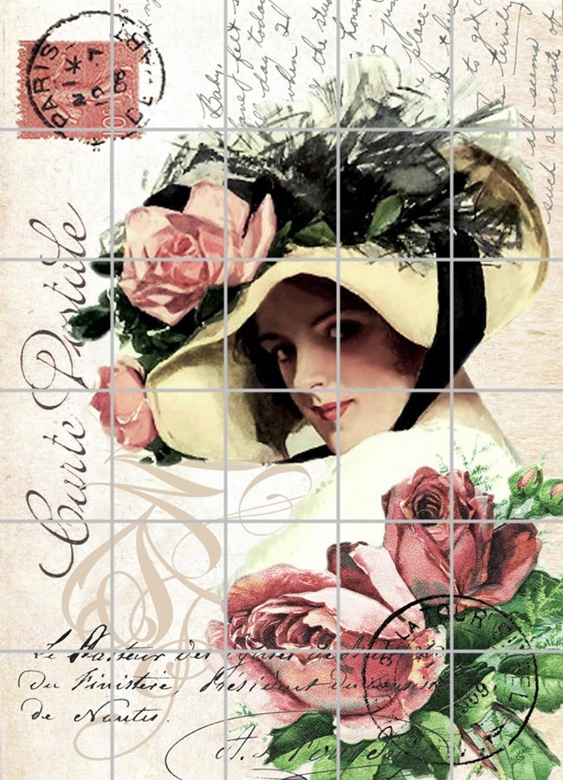 Fabric Block Vintage French Lady Rose Quilting Sewing Accessories Craft Supplies Quilt Block