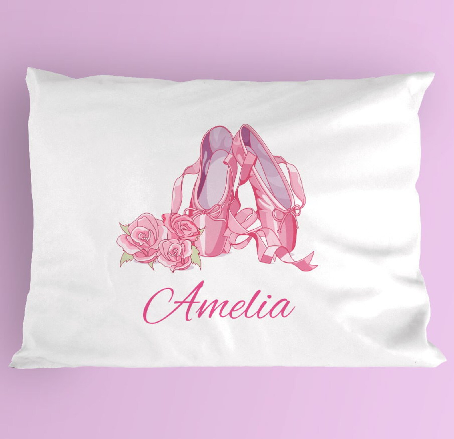 custom pillowcase, personalized pillowcase, nursery pillowcase, kids pillowcase with name, ballet shoes pillowcase