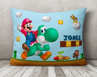 Mario and Luigi pillow case Toddler Room Childrens Pillow Case birthday gift personalized pillow case Baby Room boys bedroom Kids Bedroom 