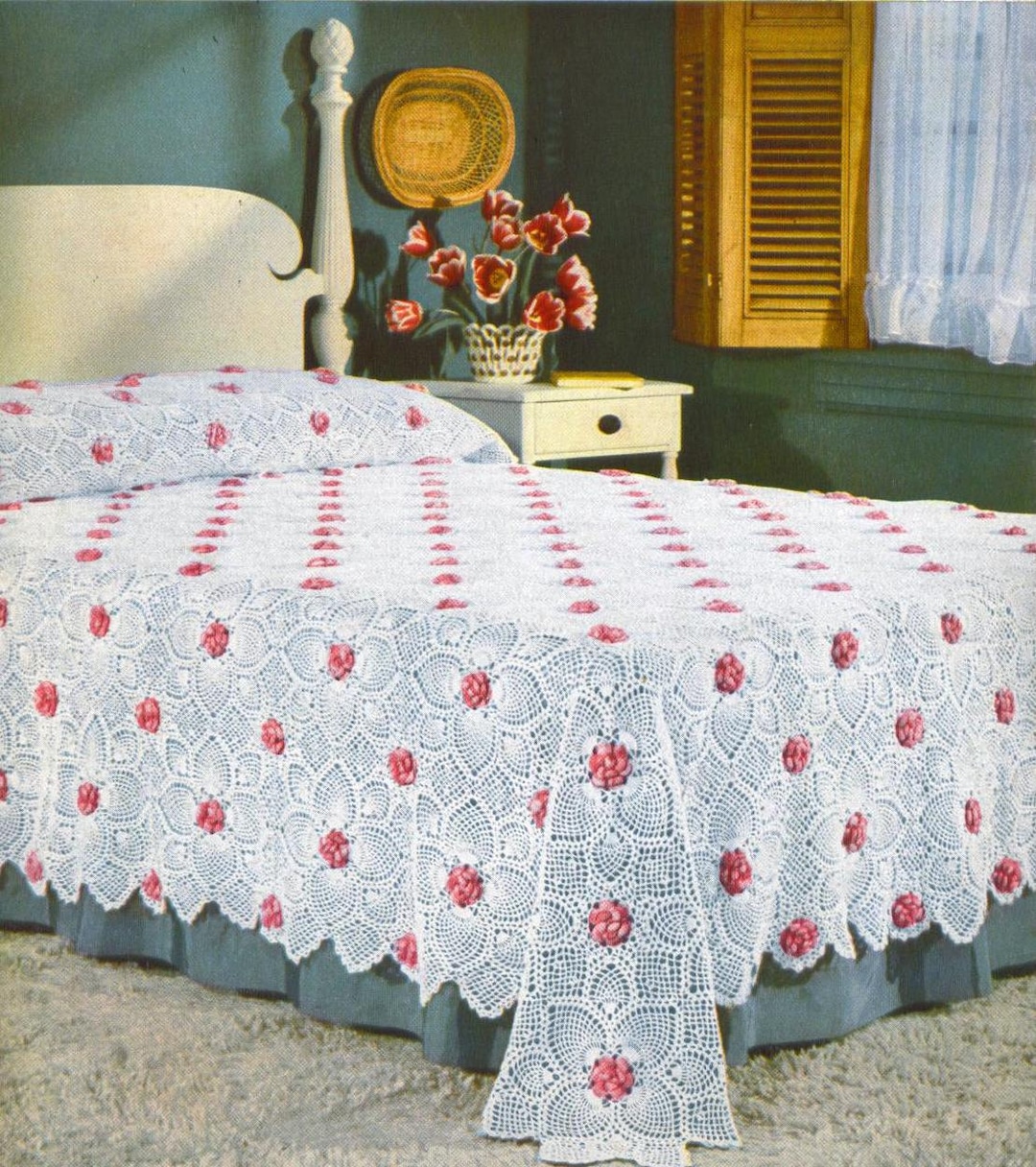 Rose and Pineapple Bedspread Crochet Pattern Etsy