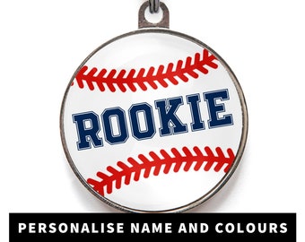 Baseball Dog Tags, Personalized Name Tag For Cats and Dogs