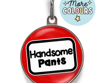Placa de identificación divertida para perros – Pantalones elegantes – Placa de identificación personalizada para perros machos – Placa de identificación personalizada con nombre para mascota