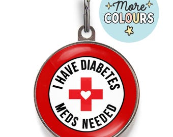 I Have Diabetes Pet Tag | Custom Diabetes Dog Tag & Diabetes Cat Tag | Diabetic Pet ID Tag | Meds Needed Tag | Personalised Pet Tag