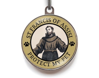 St Francis of Assisi Pet ID Tag - St Francis, Protect My Pet