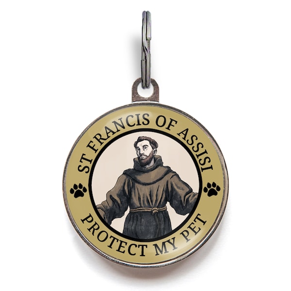 St Francis of Assisi Pet ID Tag - St Francis, Protect My Pet