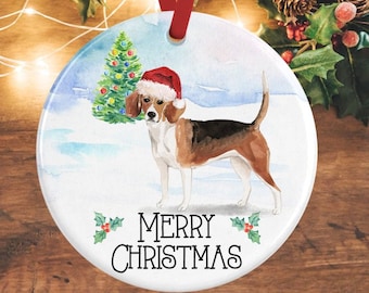Adorno navideño de beagle – Adorno personalizado para perro – Decoración personalizada para árbol – Regalo conmemorativo de beagle para amantes de los perros