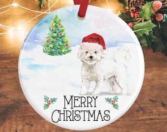 Bichon Frise Christmas Ornament, Bichon Frise Dog Christmas Decoration, Personalised Dog Ornaments,  Bichon Frise Gift