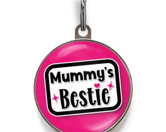 Personalised Bestie Dog Tag – Custom Cute Pet ID Tag for Dogs & Cats – Add Any Name – Best Friend Pet Tag – Front and Back Customisable