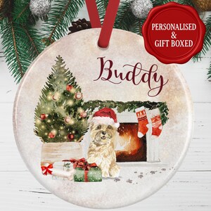 Cairn Terrier Christmas Ornament – Personalised Tree Decoration – Personalized Ceramic Bauble for Cairn Terrier Lovers Gift Idea