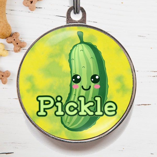 Pickle Dog Tag, Fun Dog Tag for Dogs, Food Pet Tag For Cats and Dogs, Pickles Pet Tag