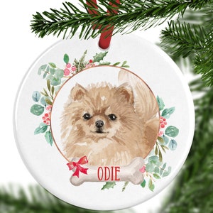 Personalized Pomeranian Christmas Ornament, Personalised Tree Decoration, Custom Dog Ornament