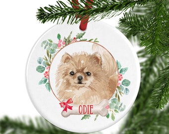 Personalized Pomeranian Christmas Ornament, Personalised Tree Decoration, Custom Dog Ornament