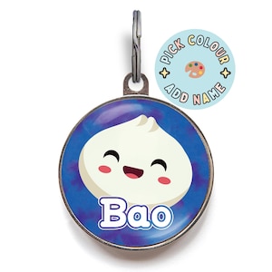 Bao Dumpling Pet Tag – Cute Custom Dumpling Dog Tag or Cat Tag – Personalised Bao Bun Name ID – Funny Food Tag for Pets
