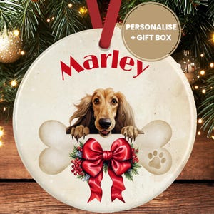 Personalised Afghan Hound Christmas Decoration – Ceramic Dog Ornament Gift – Custom Keepsake Bauble for Dog Lovers