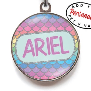 Mermaid Dog Tags Mermaid Pet Name Tag For Cats and Dogs For Your Little Mermaid Personalized Pet Tag