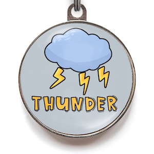 Personalised Thunder Dog Tag – Custom Storm Cloud Pet ID Tag for Dogs & Cats | Bold Weather-Themed Name Tag