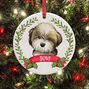 Golden Doodle Weihnachtsschmuck - Personalisierte Hundekugel - Geschenkbox Keramikdekoration - Weihnachtsandenken für Hundeliebhaber