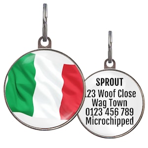 Italy Flag Pet ID Tag – Personalized Italian Dog Tag – Custom Pet Name Tag – Tricolore Dog Accessory – Gift for Italian Dog Lovers