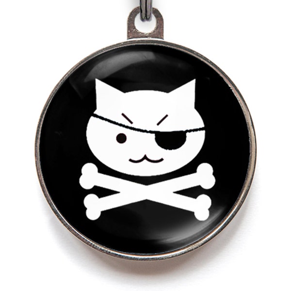 Pirate Cat Tag - White | FREE Personalization