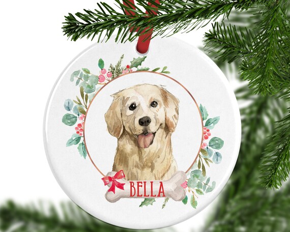 Golden retriever personalized christmas ornament Clearance