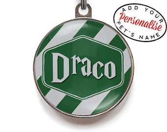 Green and Grey Pet Tag, Dog Name Tag |  Draco Name Tag