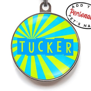 Blue Sunburst Pet Name Tag | FREE Personalization