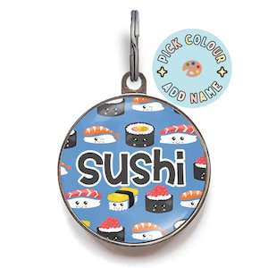 Sushi Dog Tag, Sushi Cat Tag, Asian Food Pet Tag, Fish Dog Tag