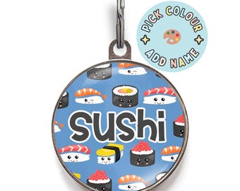 Sushi Dog Tag, Sushi Cat Tag, Asian Food Pet Tag, Fish Dog Tag