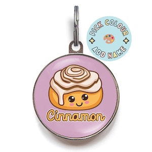 Cute Cinnamon Roll Dog Tag, Breakfast Roll Pet ID Tag, Sweet Bun Pet Tag