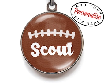 Personalisierte Fußball Hundemarke - Personalisierte Hundemarke für Sportfans | American Football Namensschild für Hunde und Katzen