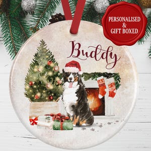 Decorazione natalizia a forma di cane da montagna bernese – Decorazione personalizzata per l&#39;albero – Pallina in ceramica personalizzata per gli amanti del cane da montagna bernese, idea regalo