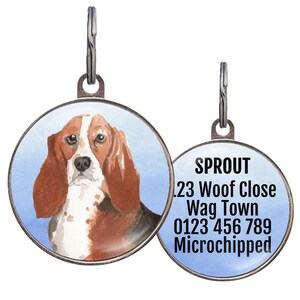 Basset Hound Dog Tag – 4 Color Options – Custom Pet ID Tag – Double-Sided Hound Name Tag – Personalized Gift for Basset Hound Lovers