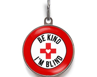 Blind hundbricka - Var snäll, jag är blind Dubbelsidig hundbricka