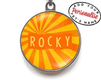 Orange Sunburst Pet ID Tag | FREE Personalization