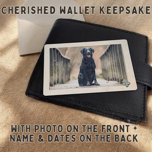 Carte portefeuille personnalisée à la mémoire d'un animal de compagnie - Souvenir avec photo et nom - Cadeau pour la perte d'un chien ou d'un chat - Hommage au pont arc-en-ciel - Recto verso