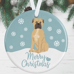 Fawn Bullmastiff Christmas Ornament, Brindle Mastiff Tree Decoration, Dog Memorial