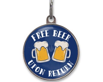 Freibeer Hundemarke - Lustige Hundemarke - “Free Beer liegt bei Rückgabe” - Humorvolle Hundemarke, Rückgabebelohnungsmarke, Geschenk für Hundeliebhaber