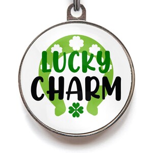 Lucky Charm Dog Tag – St Patrick’s Day Pet ID – Personalized Horseshoe Name Tag