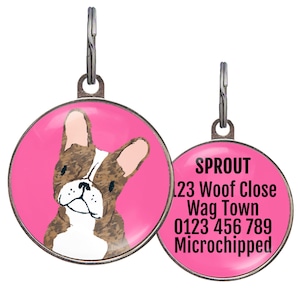 Boston Terrier Dog Tag – 6 Background Color Options - Brindle Boston ID Tag – Personalized Pet Tag for Boston Terrier Lovers
