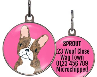 Médaille pour chien Boston Terrier - 6 couleurs de fond au choix - Médaille d'identification Boston bringée - Médaille personnalisée pour les amateurs de Boston Terrier