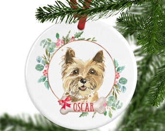 Personalized Cairn Terrier Christmas Ornament, Personalised Tree Decoration, Custom Dog Ornament