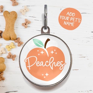 Peach Dog Tag | Cute Pet Tag | Custom Name Tag For Puppy Dog