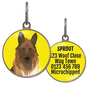 German Shepherd Dog Tag – 6 Color Options – Personalized Pet ID Tag for German Shepherds – Waterproof Name Tag – 2 Sizes