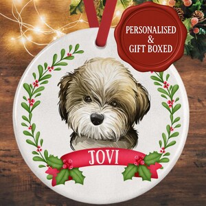 Golden Doodle Christmas Ornament – Personalized Dog Bauble – Gift Boxed Ceramic Decoration – Holiday Keepsake for Dog Lovers