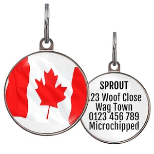 Canada Flag Dog Tag – Personalized Maple Leaf Pet ID Tag – Custom Canadian Dog Tag – Gift for Proud Pet Owners