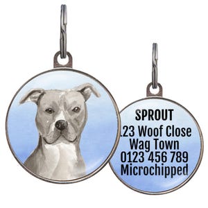 American Staffy Dog Tag – 4 Color Options - Custom Pet ID Tag – Double-Sided Tag for American Staffordshire Terrier – Unique Staffy Gift